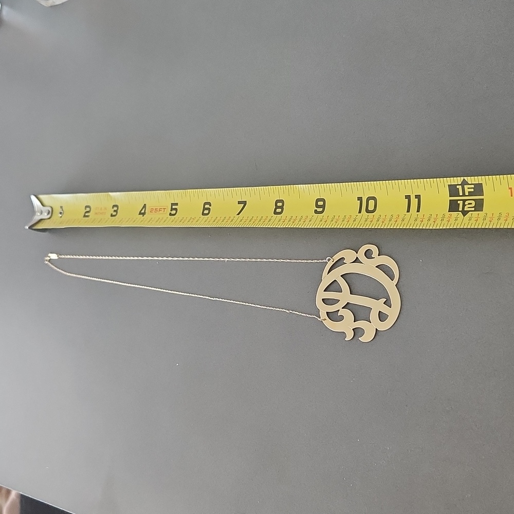 Solid 14k Gold Itallic "D" Initial Necklace Excel… - image 5